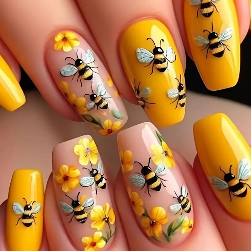 Nail Art Aesthetic - 24pcs/set Medium long fake nails for