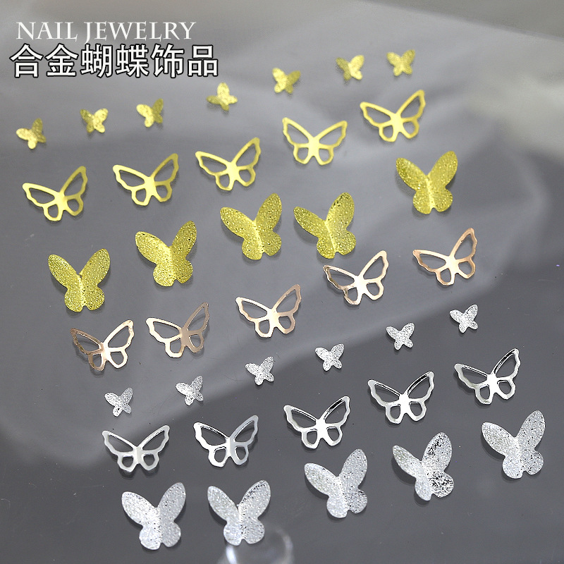 Nail Art Rose Gold - 100PCS Glossy Metallic Mini Butterfly Matte