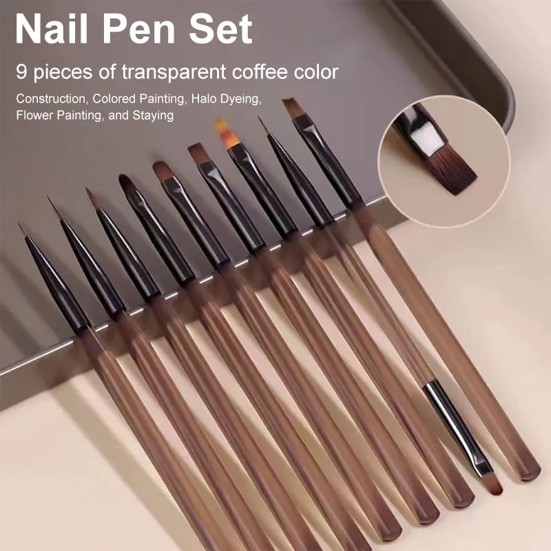 Nail Fan Brush - 9PCS UV Gel Nail Brush Liner