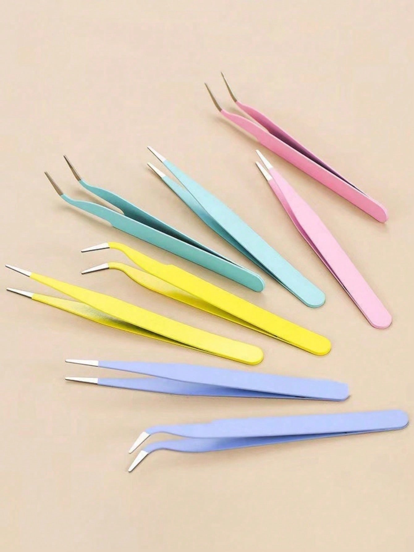 Nail Art Nail Art - 2pcs Stainless Steel Curved Colorful Tweezers