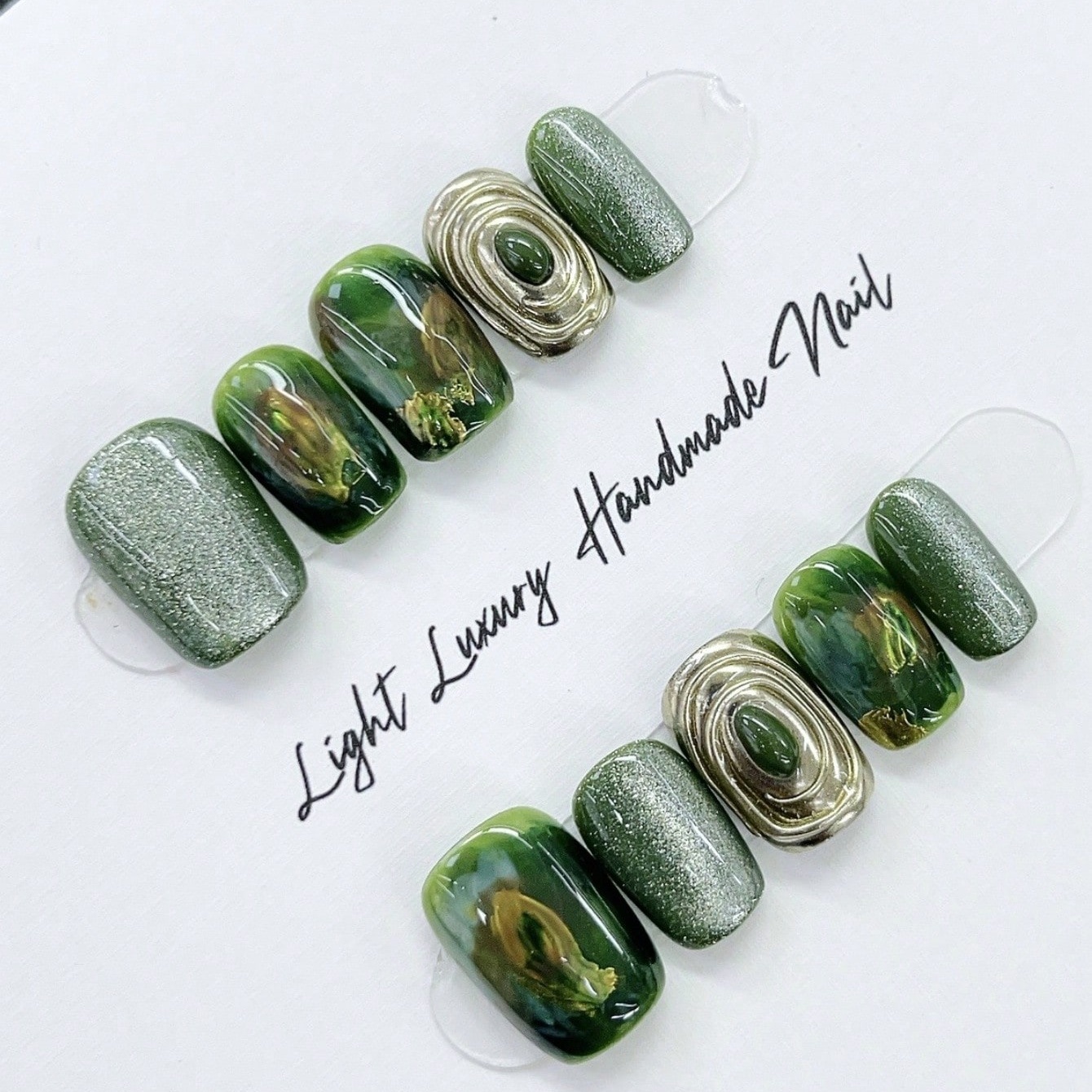 Nail Art Aesthetic - 10pcs pure hand pressed short square