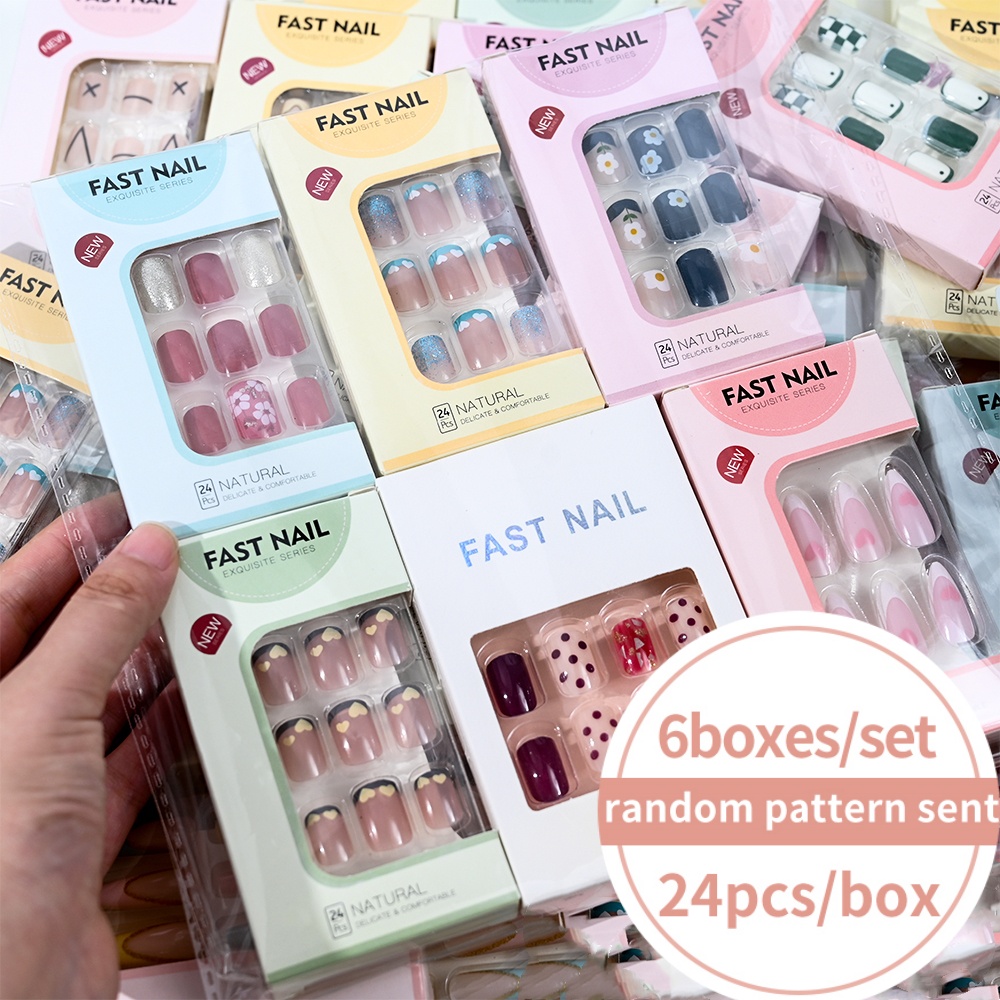 6Boxes/Set Short Square Fake N - Nail Art Aesthetic recensie en prijs