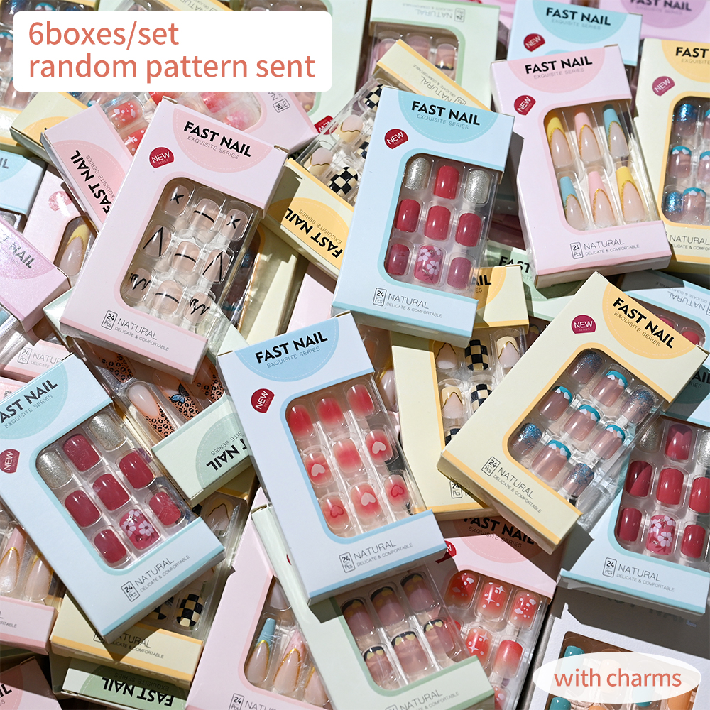 6Boxes/Set Short Square Fake N - Nail Art Aesthetic recensie en prijs