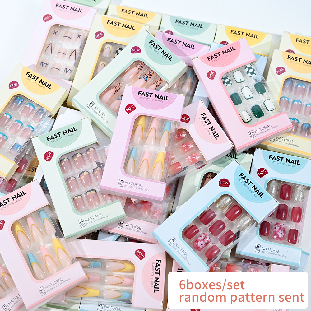 6Boxes/Set Short Square Fake N - Nail Art Aesthetic recensie en prijs