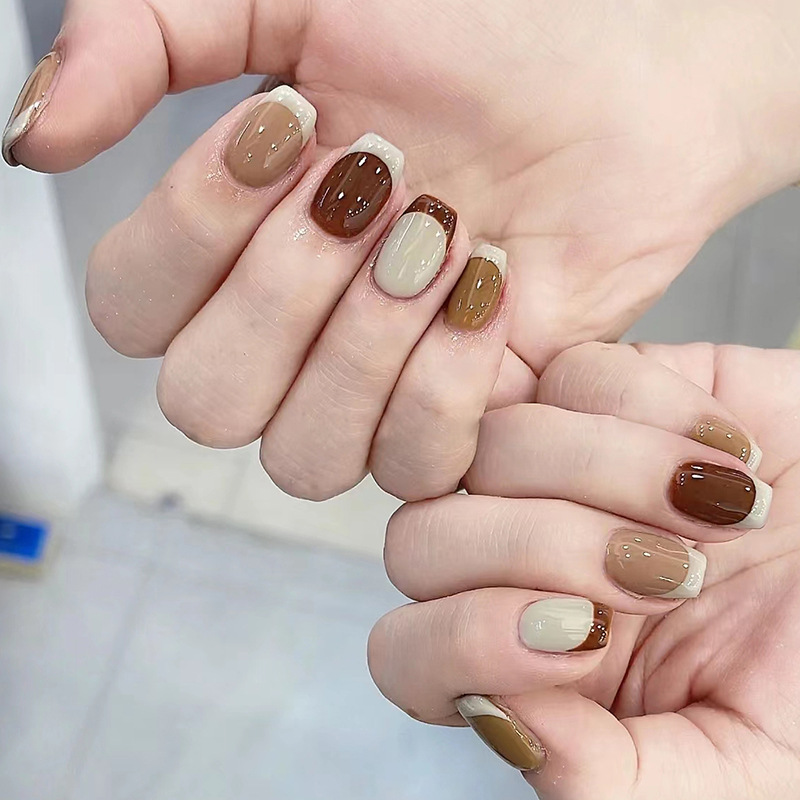 24Pcs Caramel Brown Ombre Glit - Nail Art Simple Elegant recensie en prijs