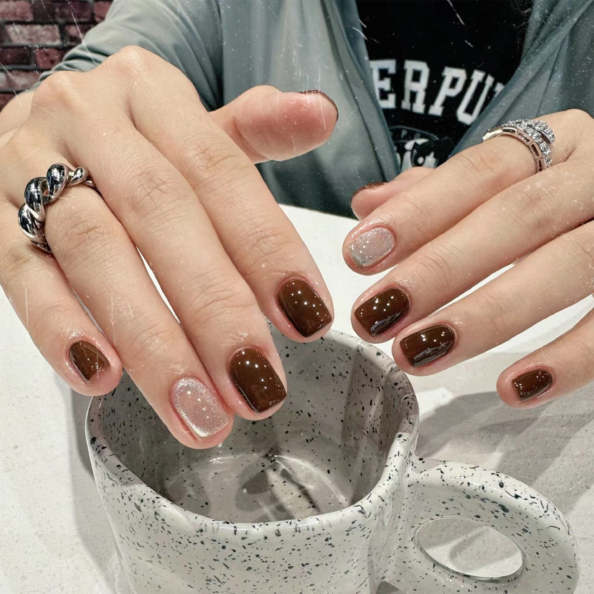 24Pcs Caramel Brown Ombre Glit - Nail Art Simple Elegant recensie en prijs