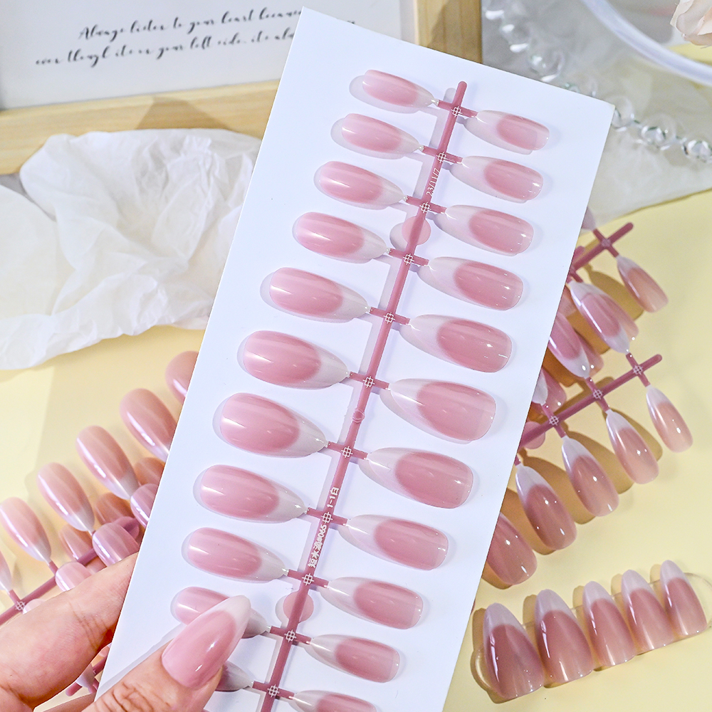 120pcs Pink Medium Almond Fren - Nail Art Aesthetic recensie en prijs