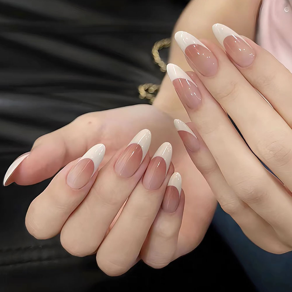 120pcs Pink Medium Almond Fren - Nail Art Aesthetic recensie en prijs
