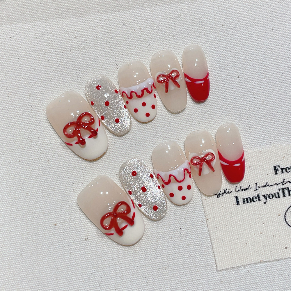 10pcs Short Oval Handmade Pres - Nail Art Red recensie en prijs