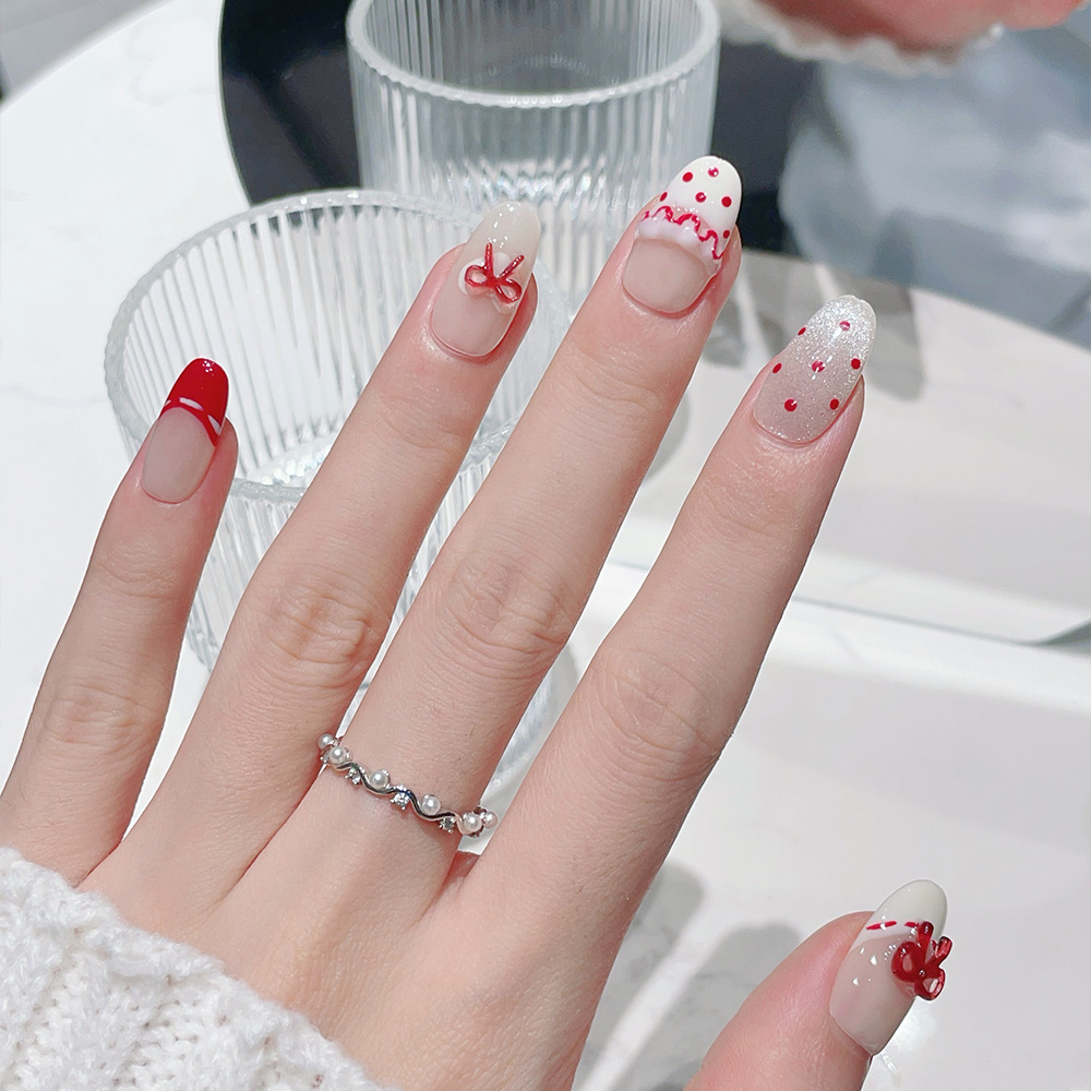 10pcs Short Oval Handmade Pres - Nail Art Red recensie en prijs