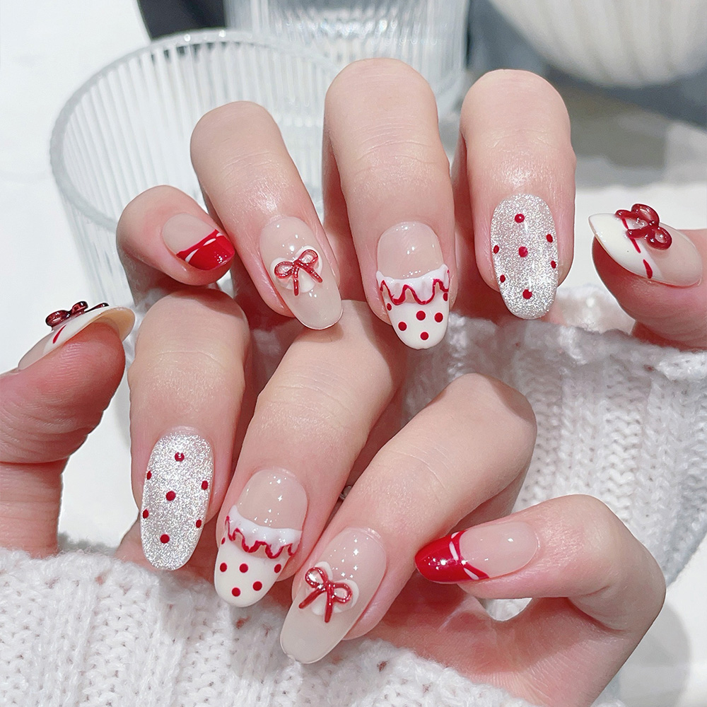10pcs Short Oval Handmade Pres - Nail Art Red recensie en prijs