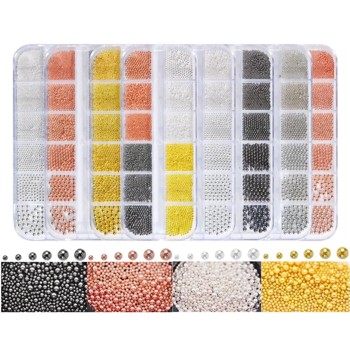 1Box 6Size 0.8-3.0mm Metal Bea - Nail Art Rose Gold recensie en prijs