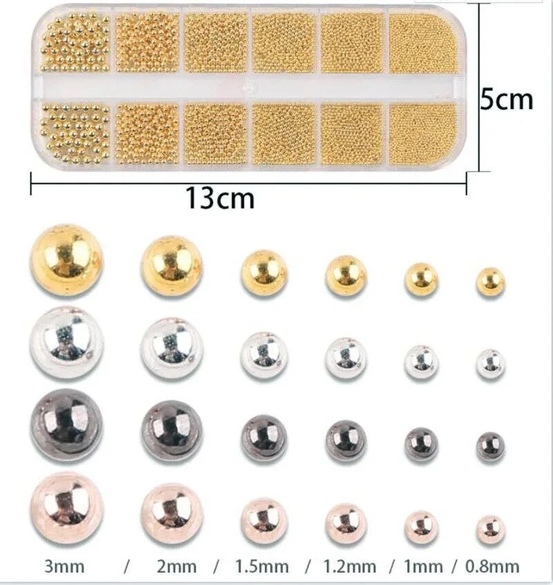 1Box 6Size 0.8-3.0mm Metal Bea - Nail Art Rose Gold recensie en prijs