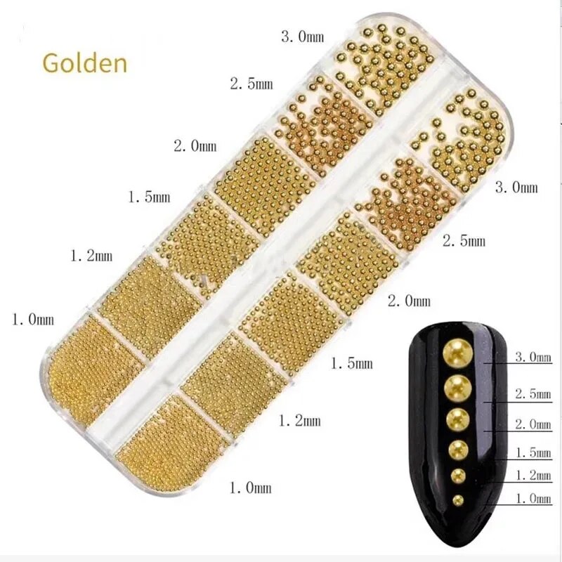 1Box 6Size 0.8-3.0mm Metal Bea - Nail Art Rose Gold recensie en prijs