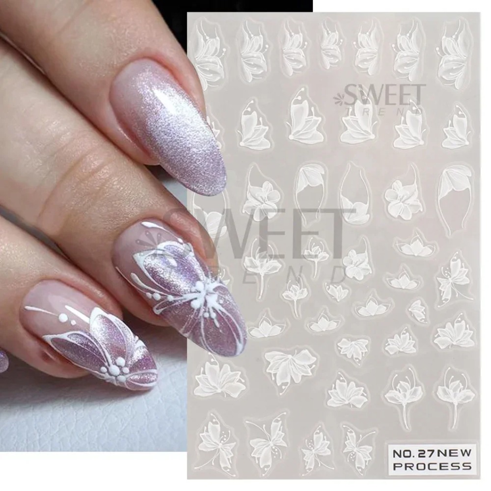 White Lace Flower Nail Art Sti - Nail Art Simple Elegant recensie en prijs