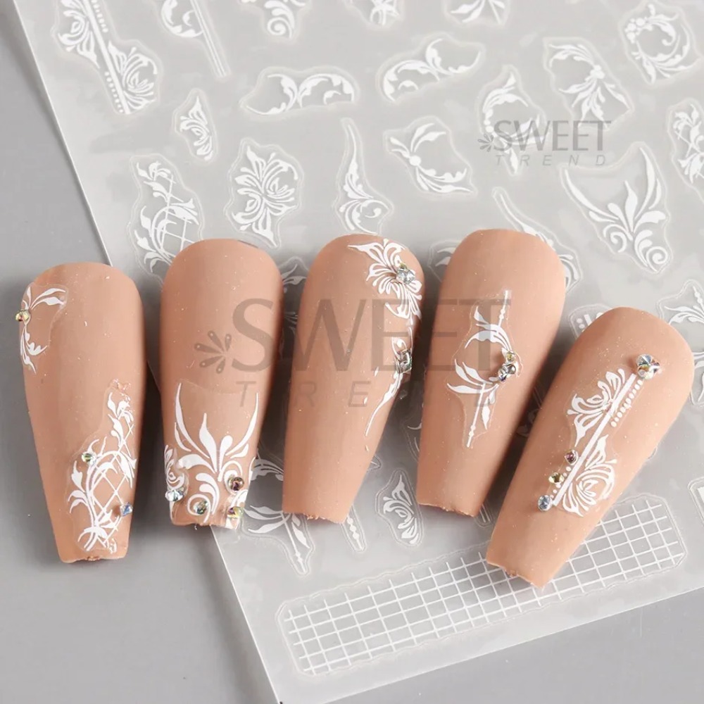 White Lace Flower Nail Art Sti - Nail Art Simple Elegant recensie en prijs