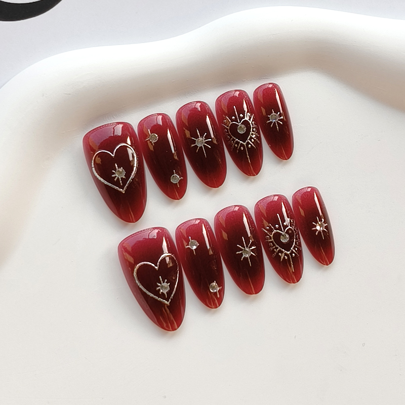 10Pcs French Style Burgundy Ha - Nail Art Simple Elegant recensie en prijs
