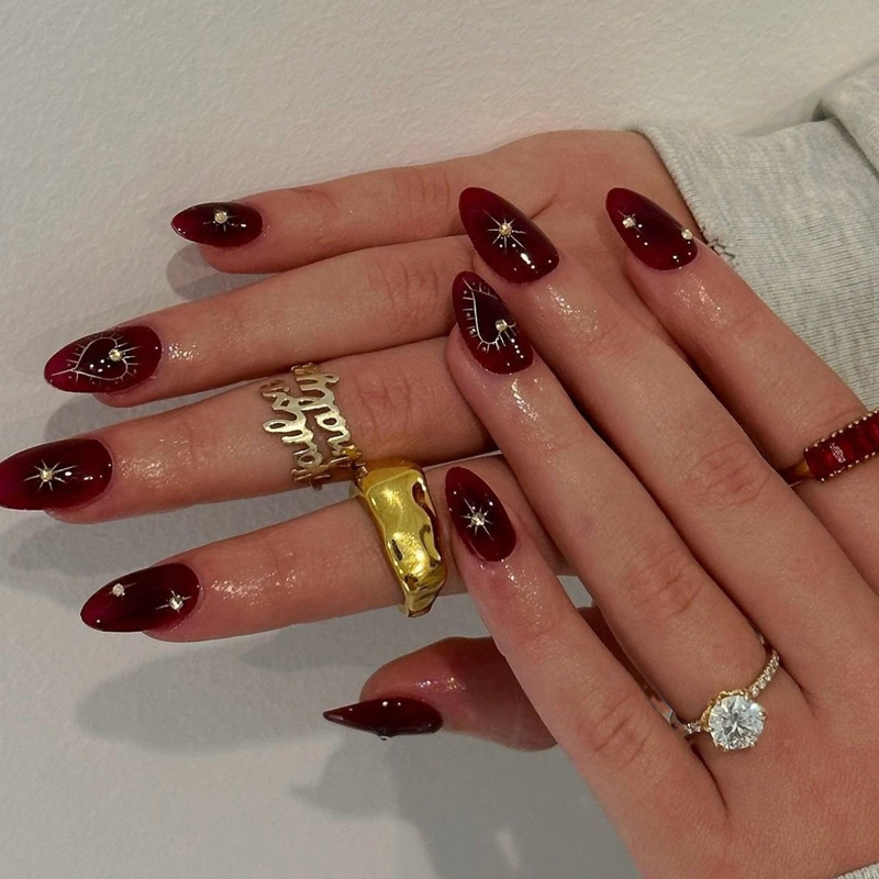 10Pcs French Style Burgundy Ha - Nail Art Simple Elegant recensie en prijs