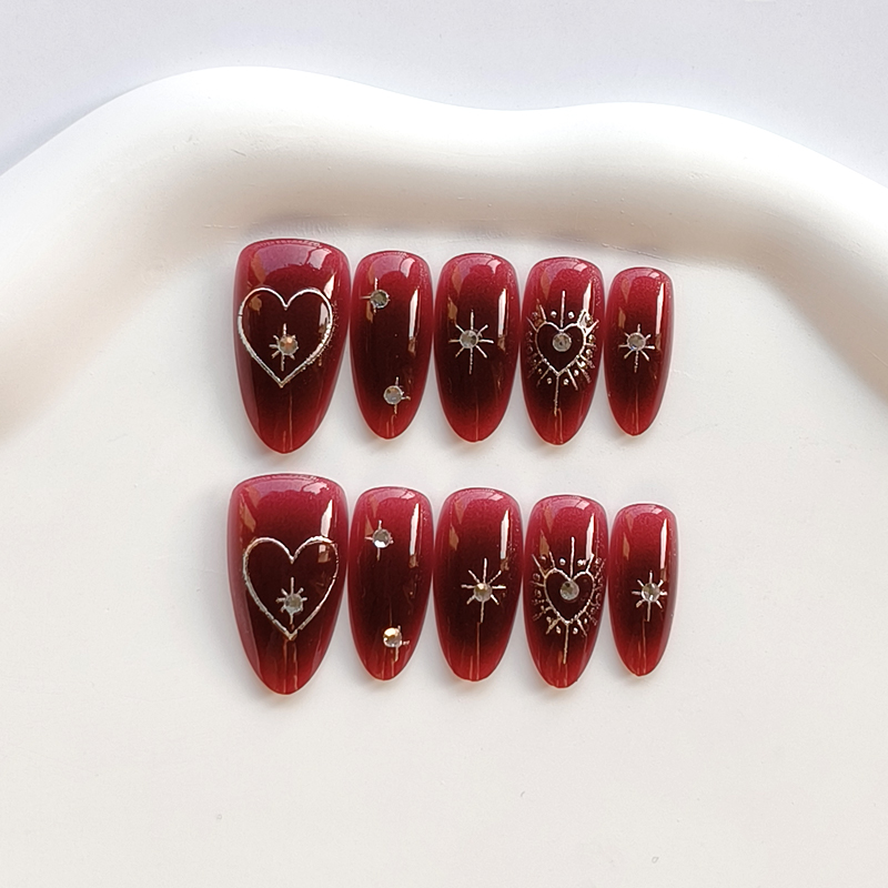10Pcs French Style Burgundy Ha - Nail Art Simple Elegant recensie en prijs