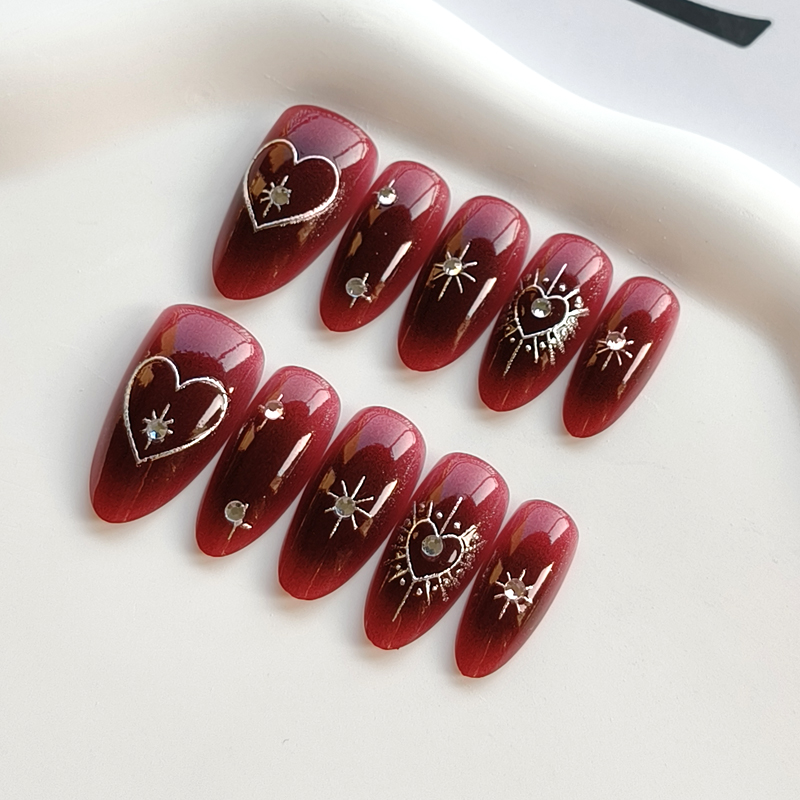 10Pcs French Style Burgundy Ha - Nail Art Simple Elegant recensie en prijs