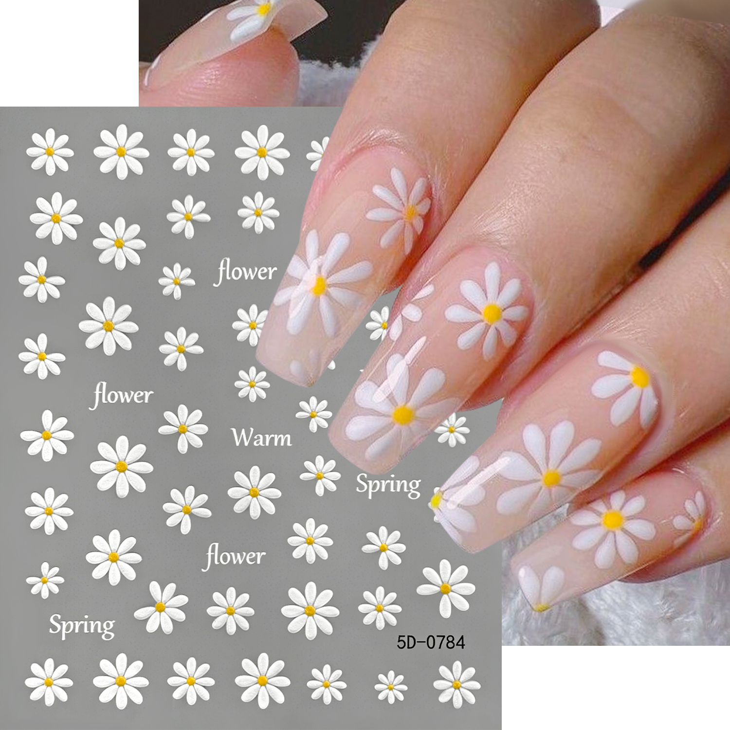 1Pcs 5D Embossed Summer Daisy  - Nail Art Simple Elegant recensie en prijs