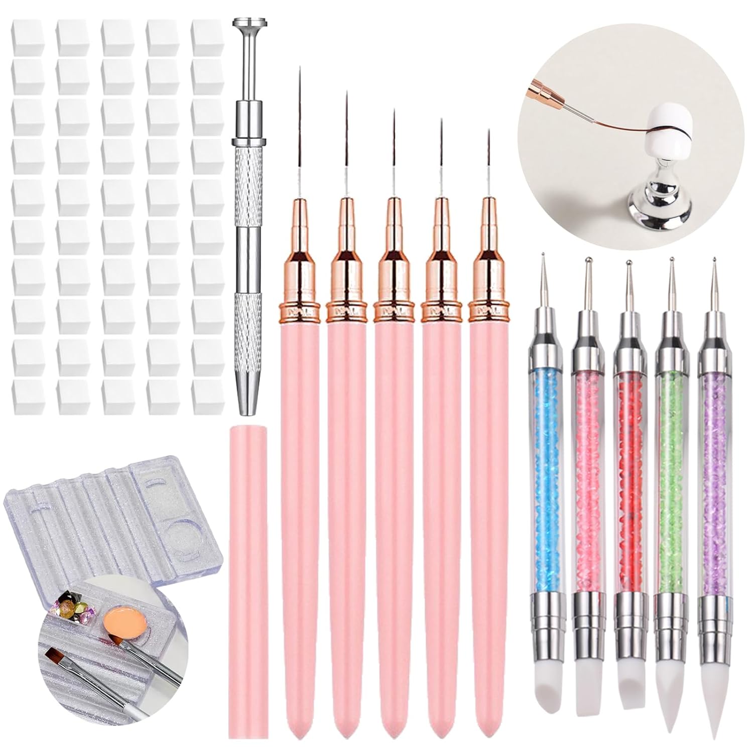 62Pcs Nail Art Brushes Tools,5 - Nail Art Dotting Tool recensie en prijs