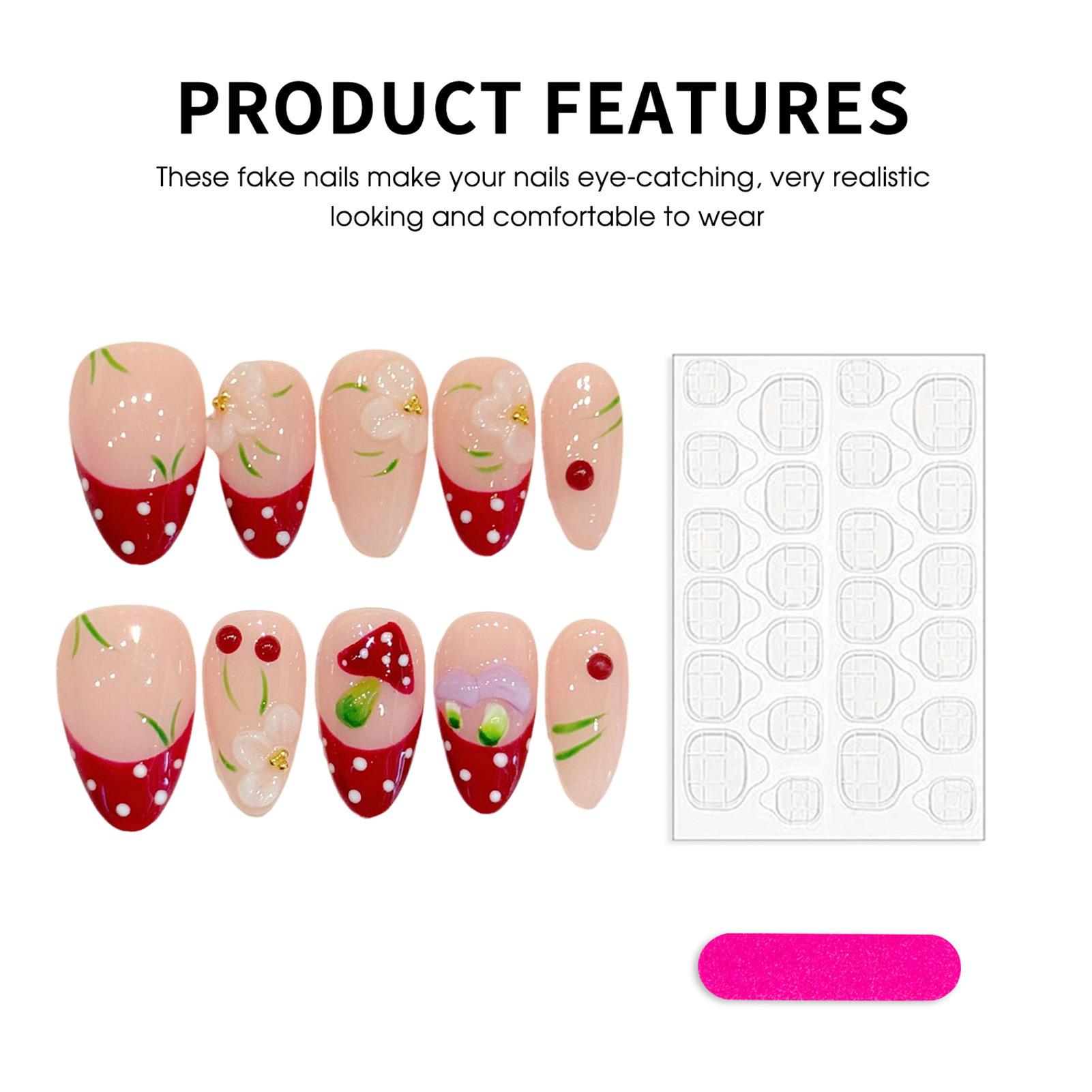 10Pcs Red White Polka Dot Desi - Nail Art Aesthetic recensie en prijs