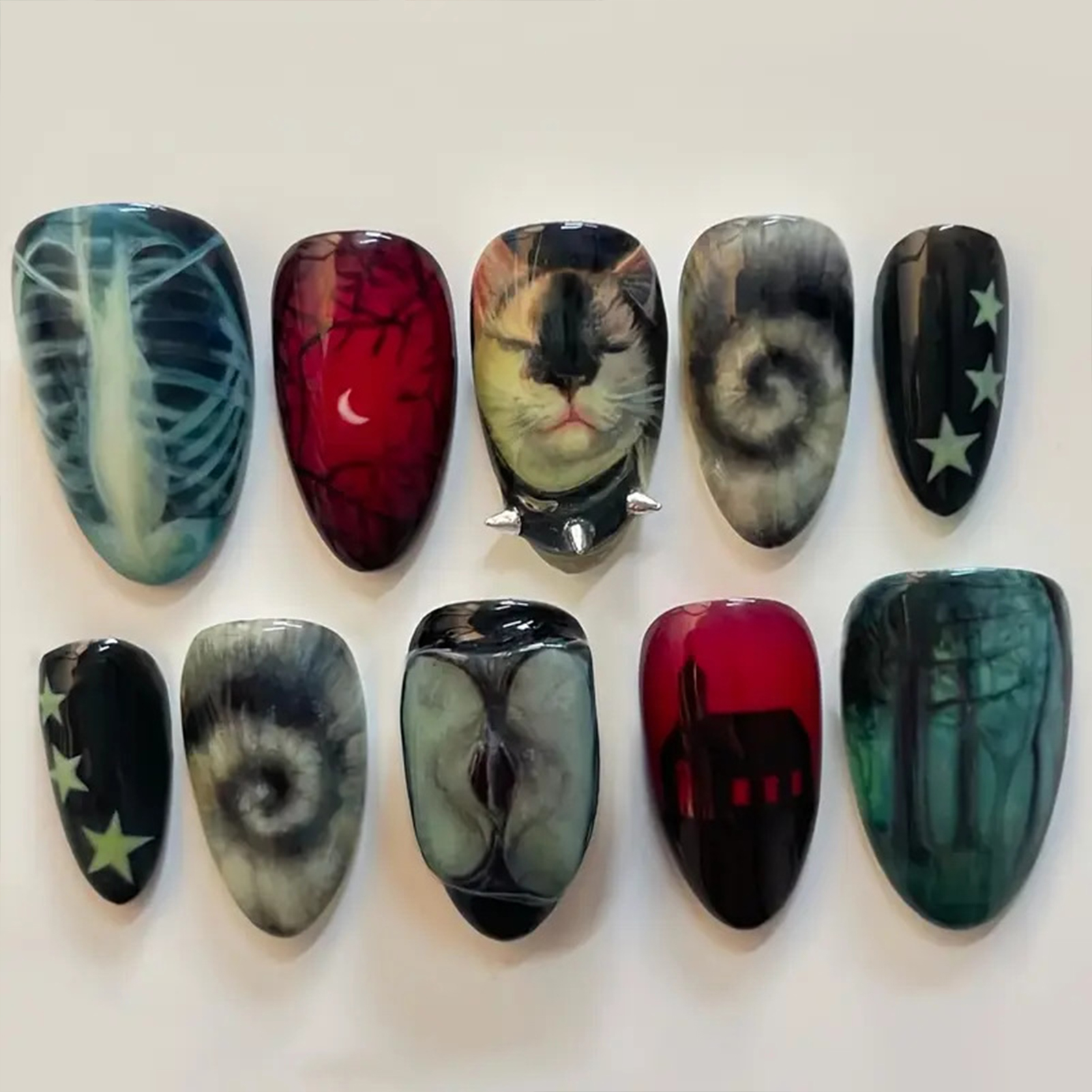 10pcs Dark Black Style Handmad - Nail Art Aesthetic recensie en prijs