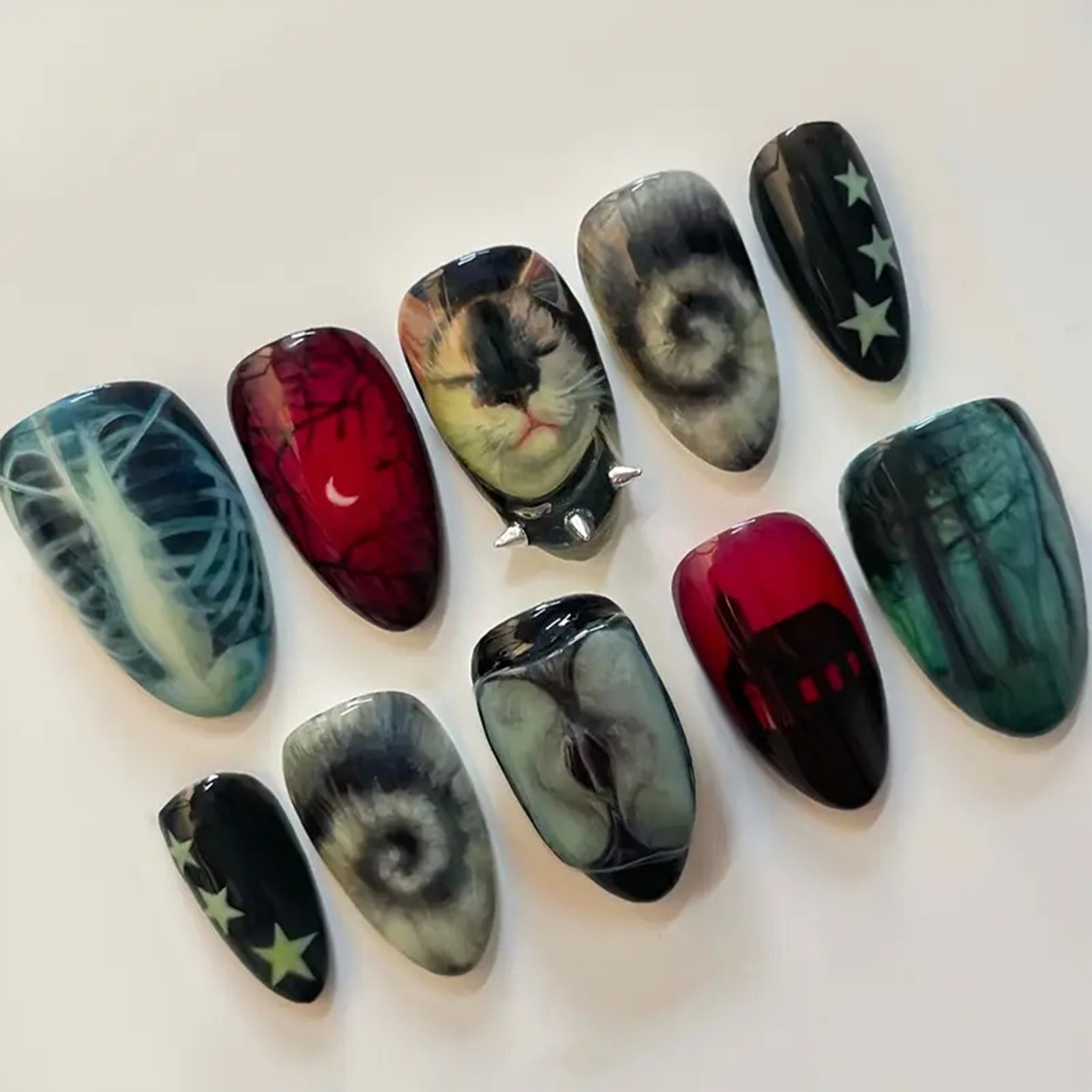 10pcs Dark Black Style Handmad - Nail Art Aesthetic recensie en prijs