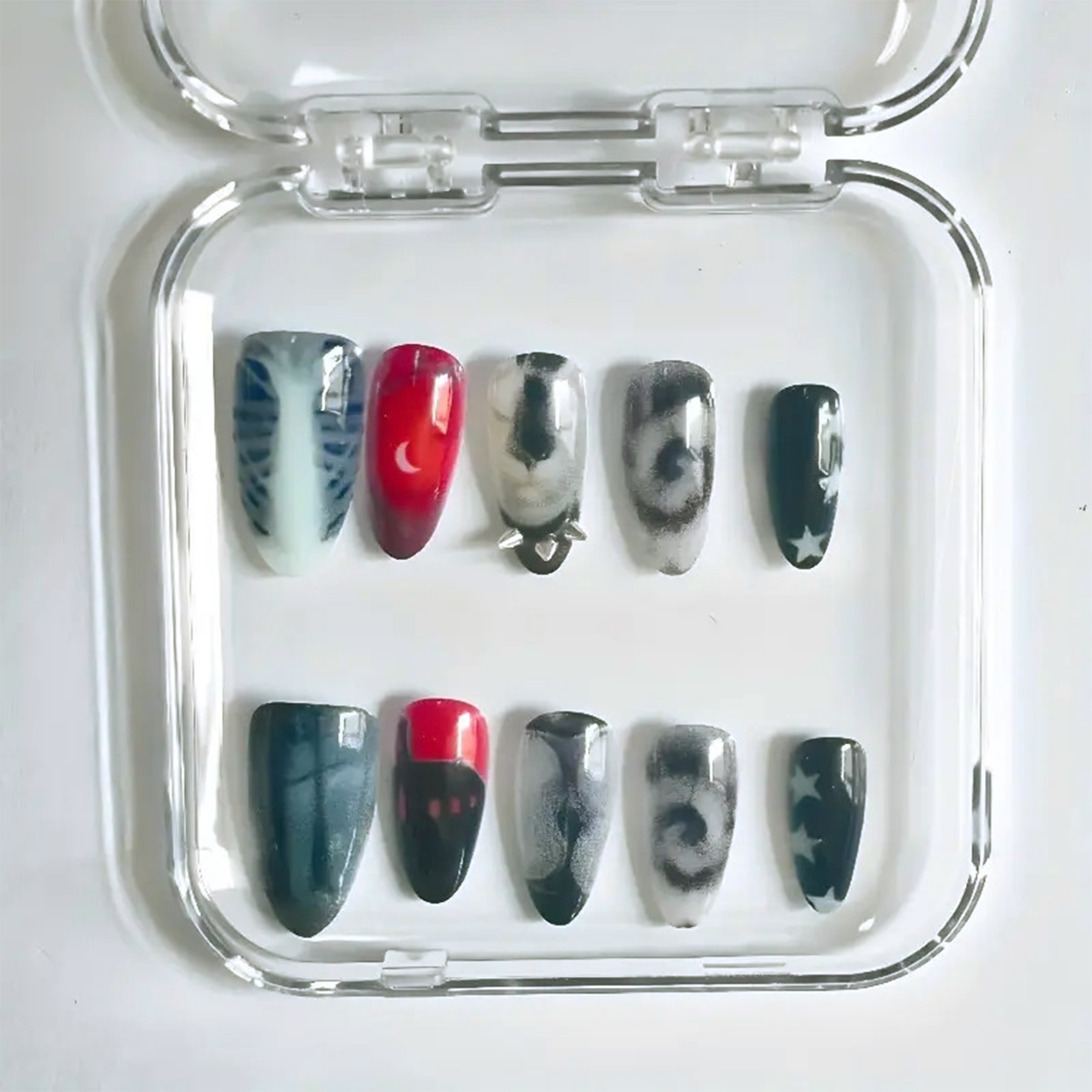 10pcs Dark Black Style Handmad - Nail Art Aesthetic recensie en prijs
