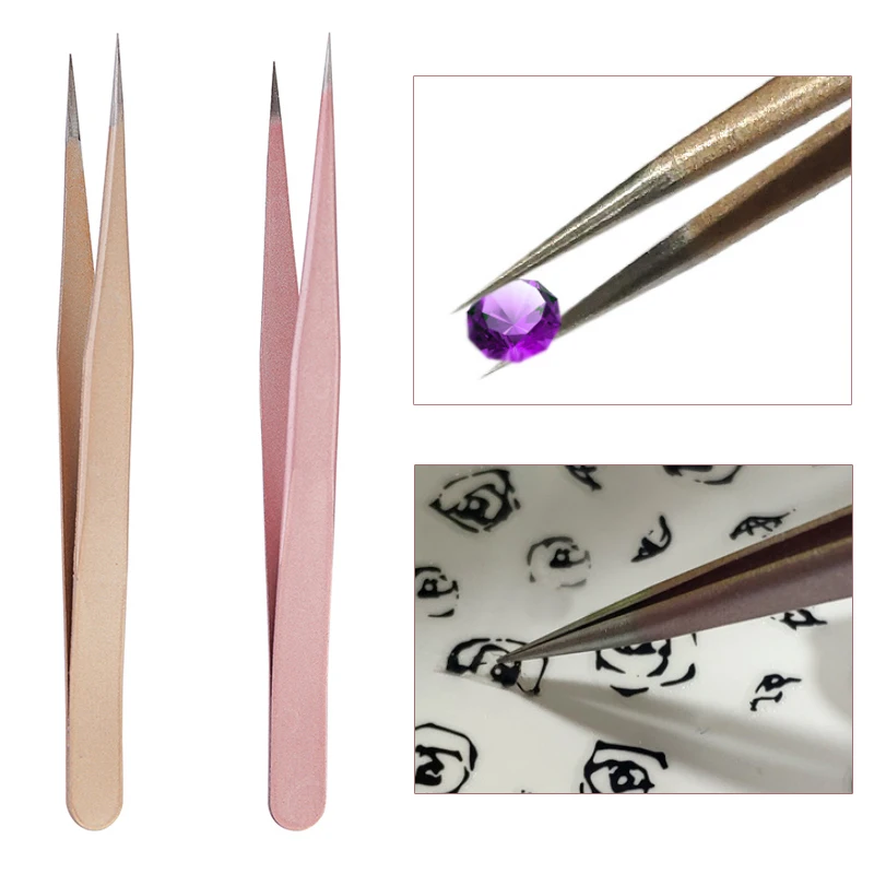 1Pc Straight Tweezer in Champa - Nail Art Rose Gold recensie en prijs