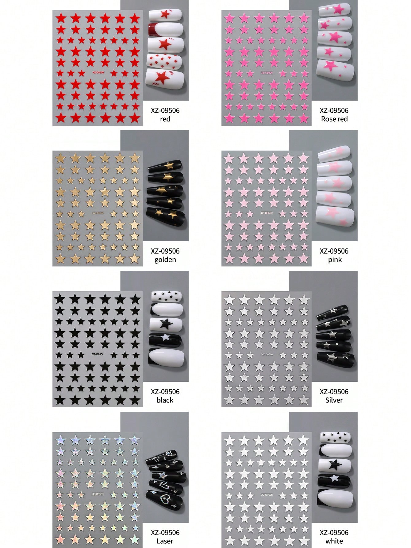 8pcs Metal Gold & Silver Star  - Nail Art Rose Gold recensie en prijs
