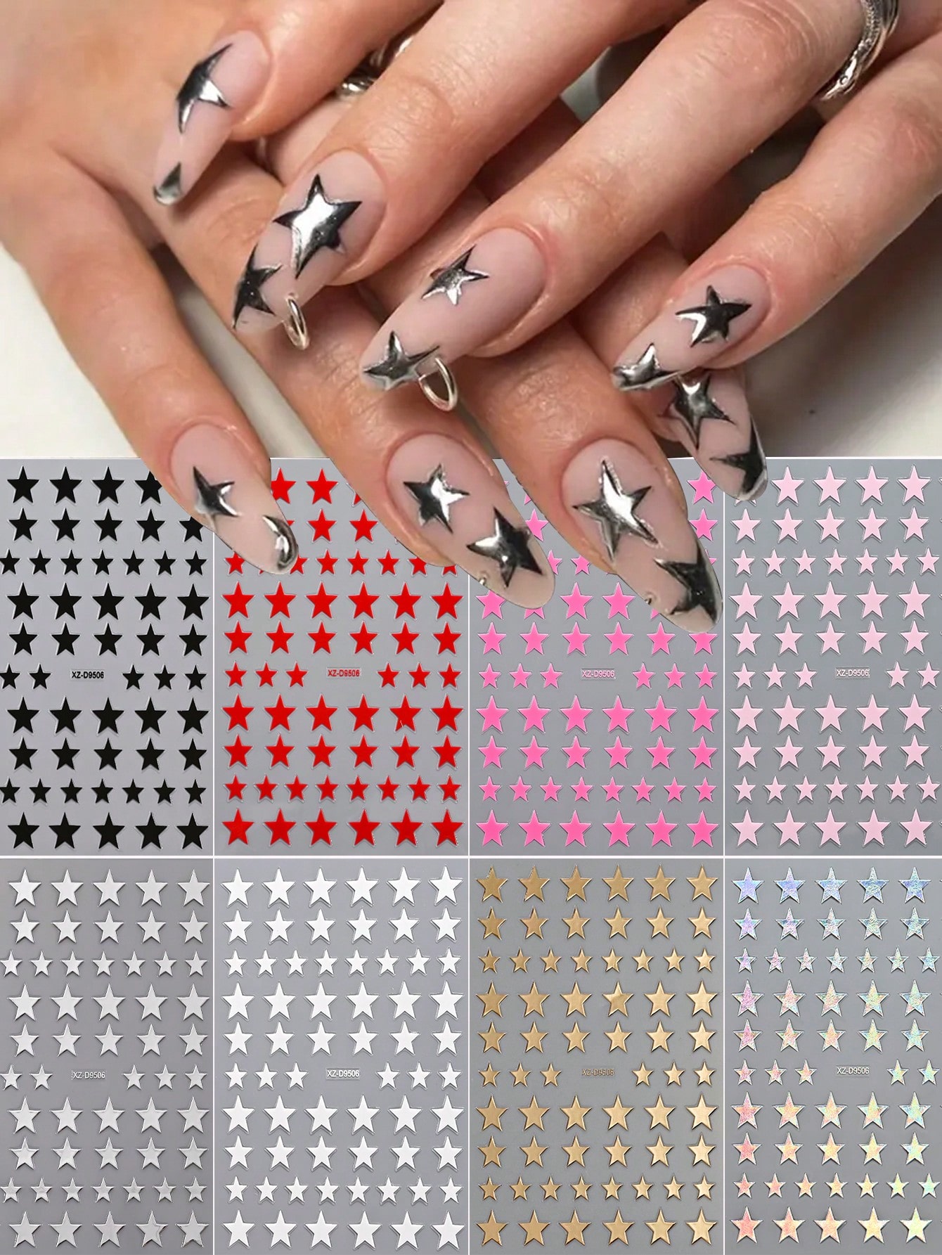 8pcs Metal Gold & Silver Star  - Nail Art Rose Gold recensie en prijs