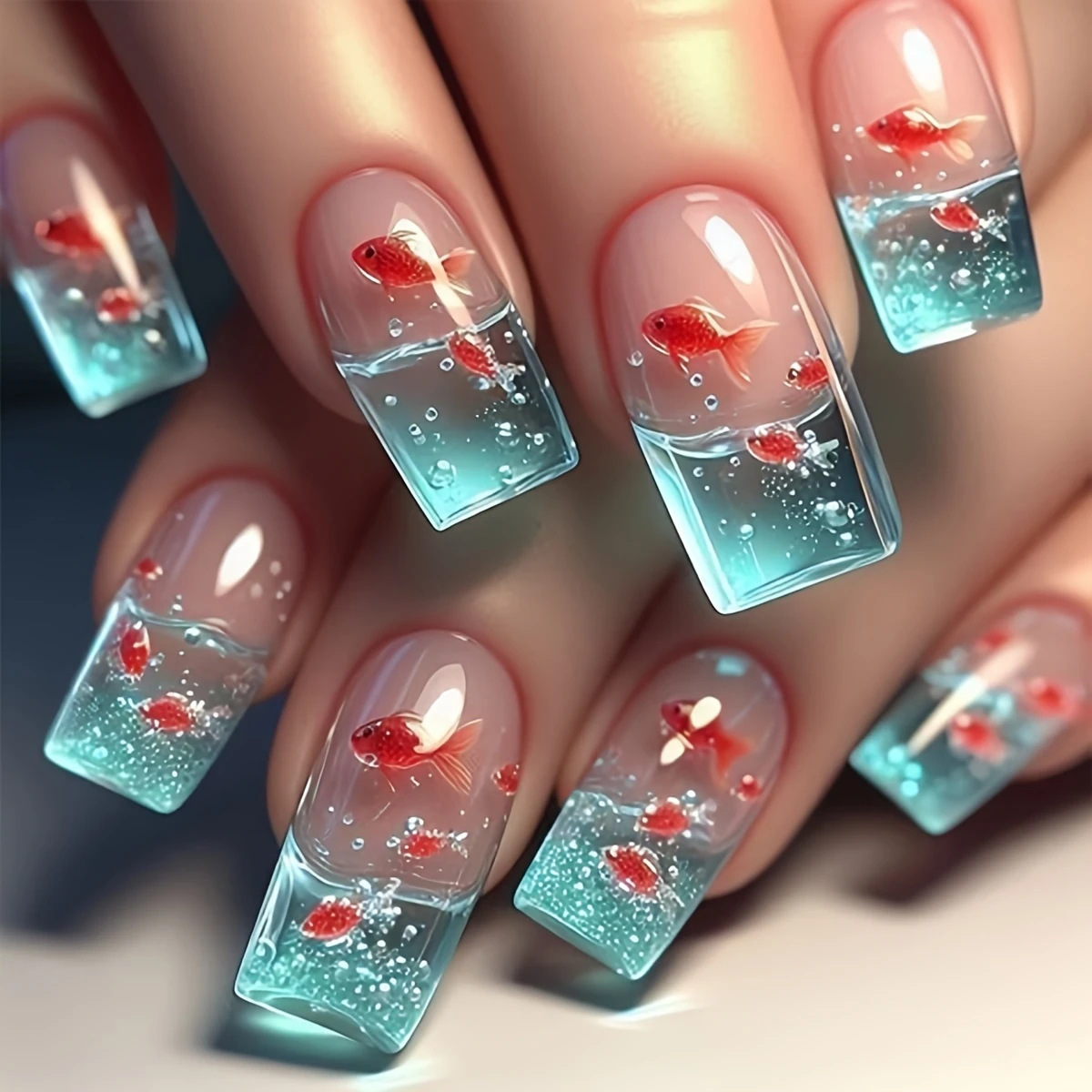 Medium long Square fake nails  - Nail Art Red recensie en prijs