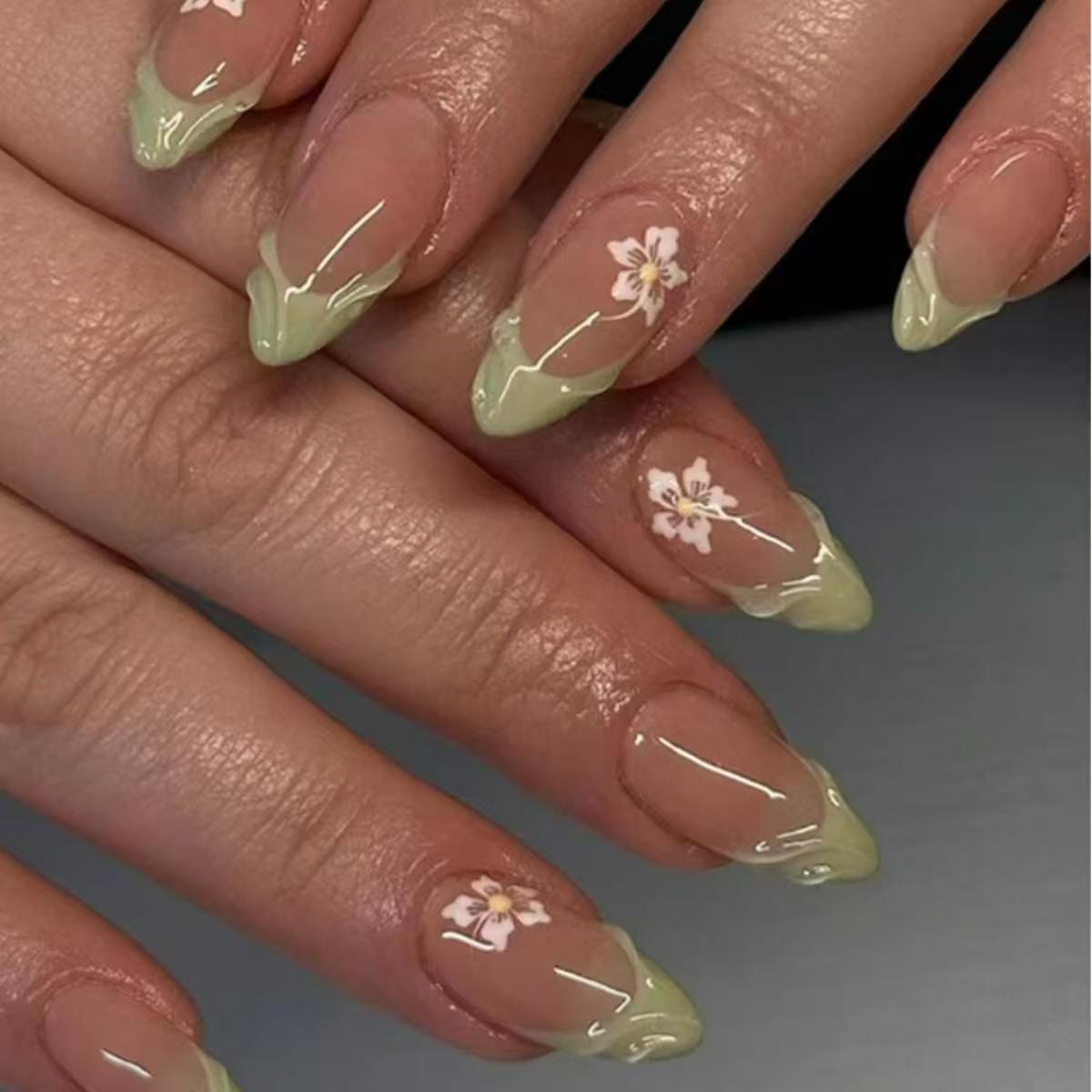 24pcs Simple Green French Fake - Nail Art Aesthetic recensie en prijs