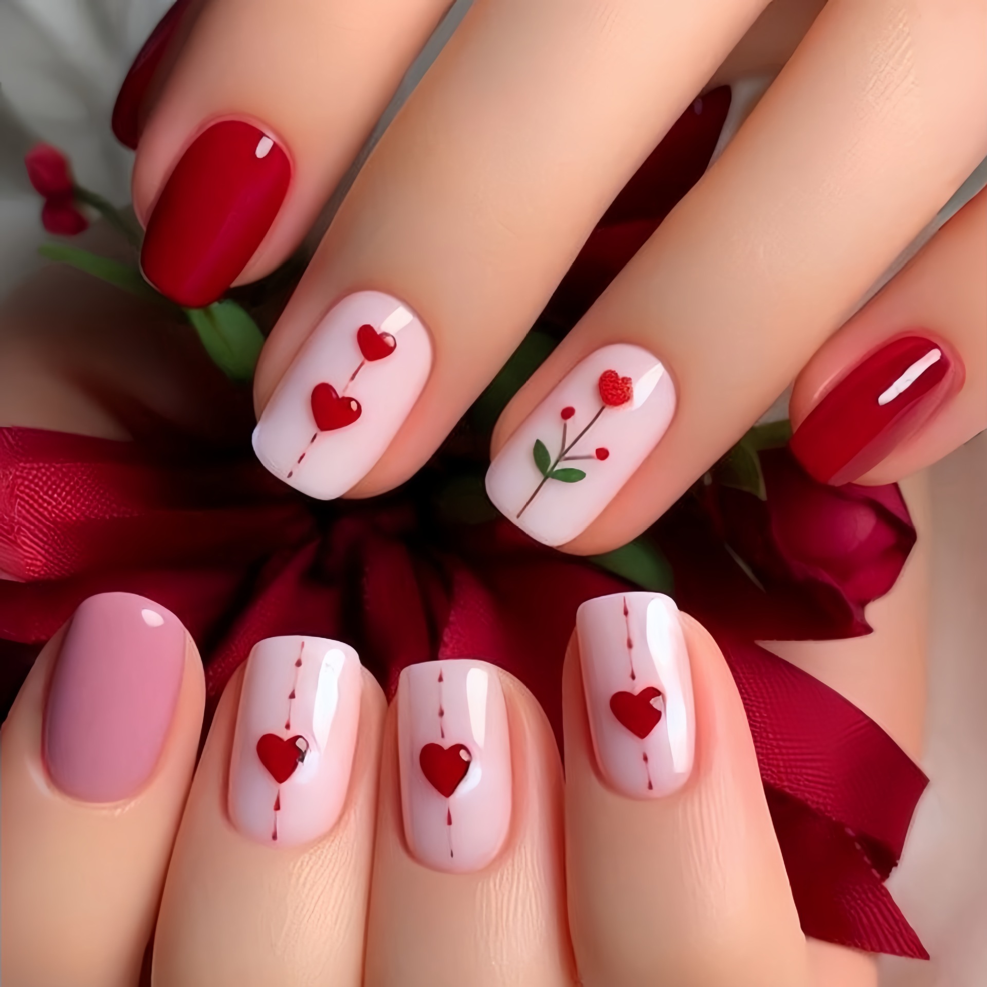 Medium long fake nails for wom - Nail Art Red recensie en prijs