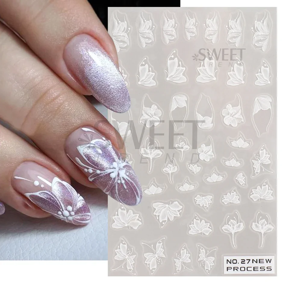 White Lace Flower Nail Art Sti - Nail Art Simple Elegant recensie en prijs