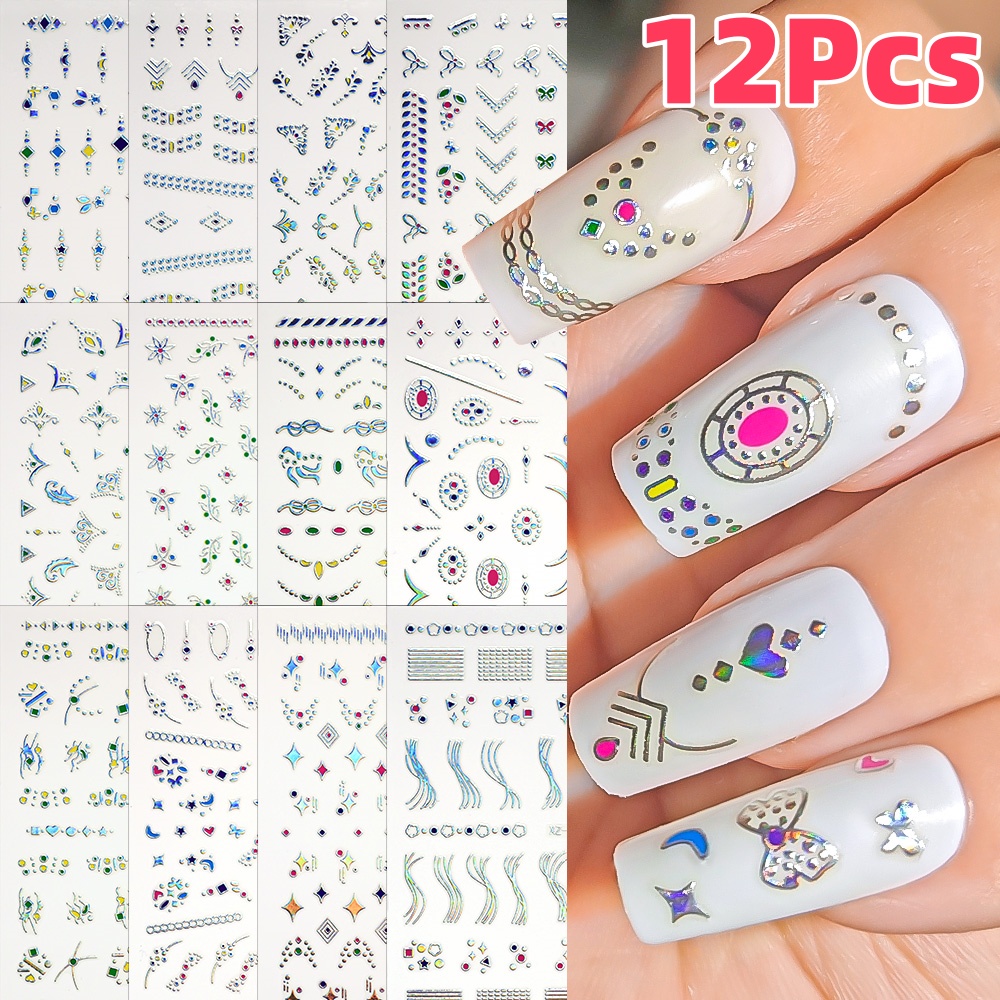 12Pcs 3D Slilver Geometry Line - Nail Art Simple Elegant recensie en prijs