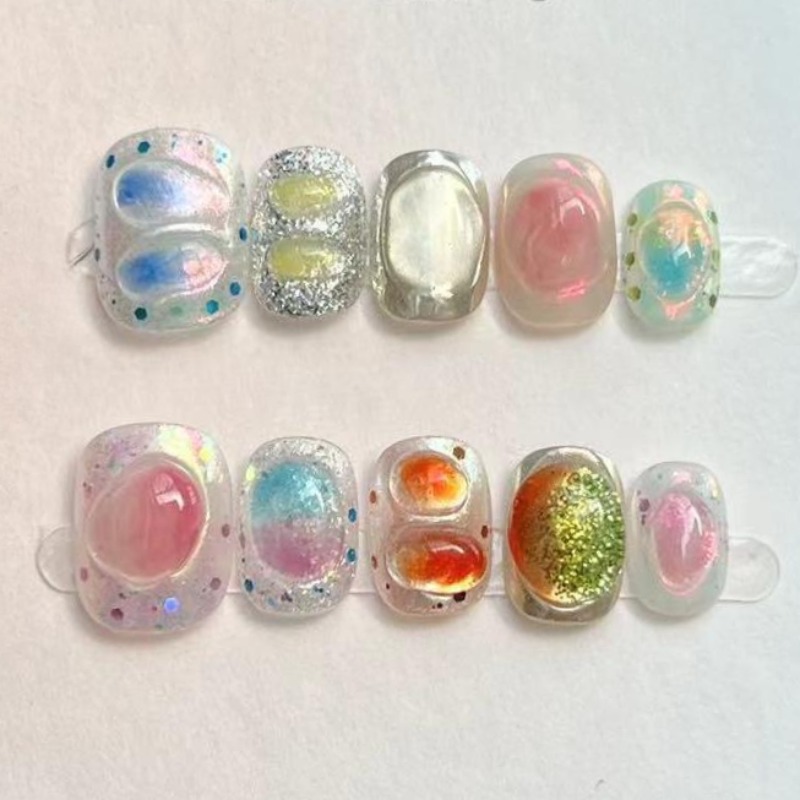 10Pcs Cute Short Round Handmad - Nail Art Aesthetic recensie en prijs