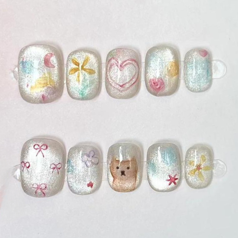 10Pcs Cute Short Round Handmad - Nail Art Aesthetic recensie en prijs