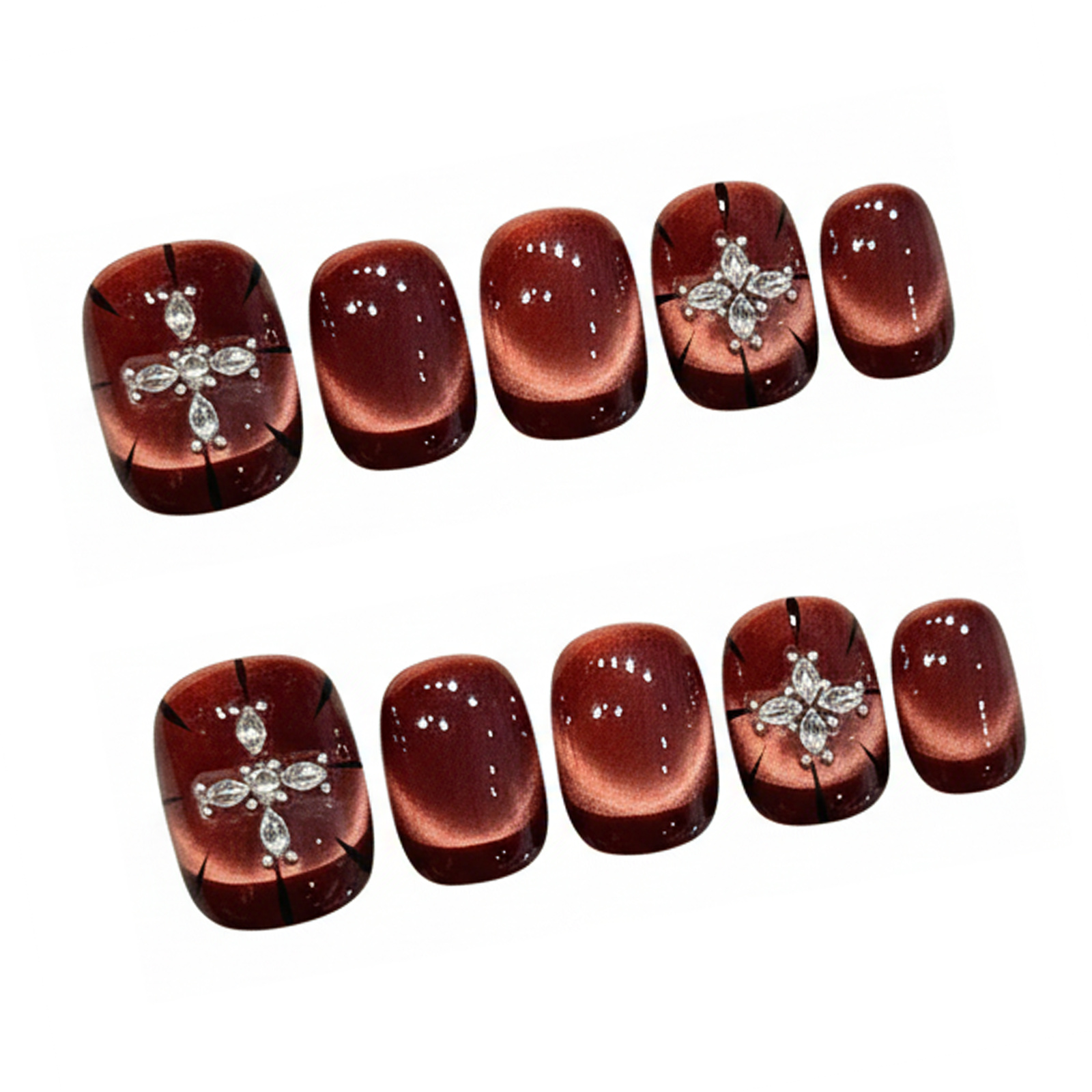10pcs Wine-red Cat's Eye Press - Nail Art Red recensie en prijs