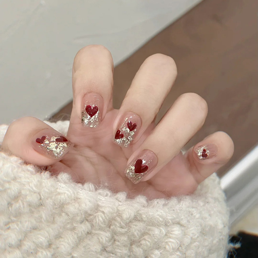 24pcs/set Short Square fake na - Nail Art Red recensie en prijs
