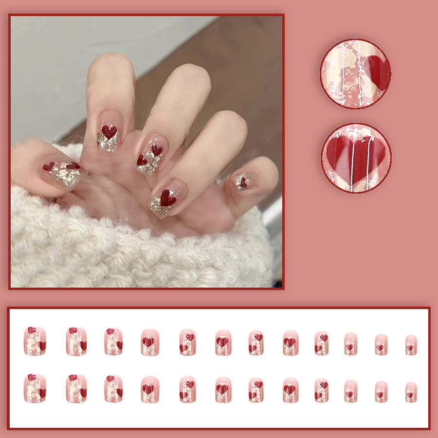 24pcs/set Short Square fake na - Nail Art Red recensie en prijs