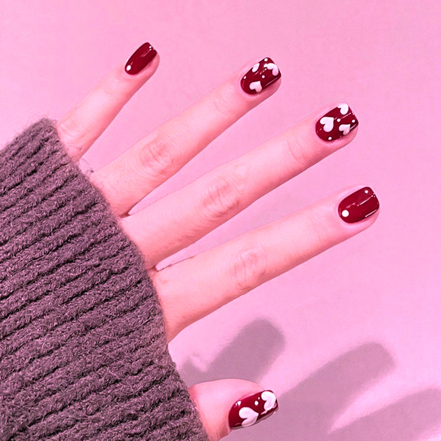 24pcs/set Short Square fake na - Nail Art Red recensie en prijs