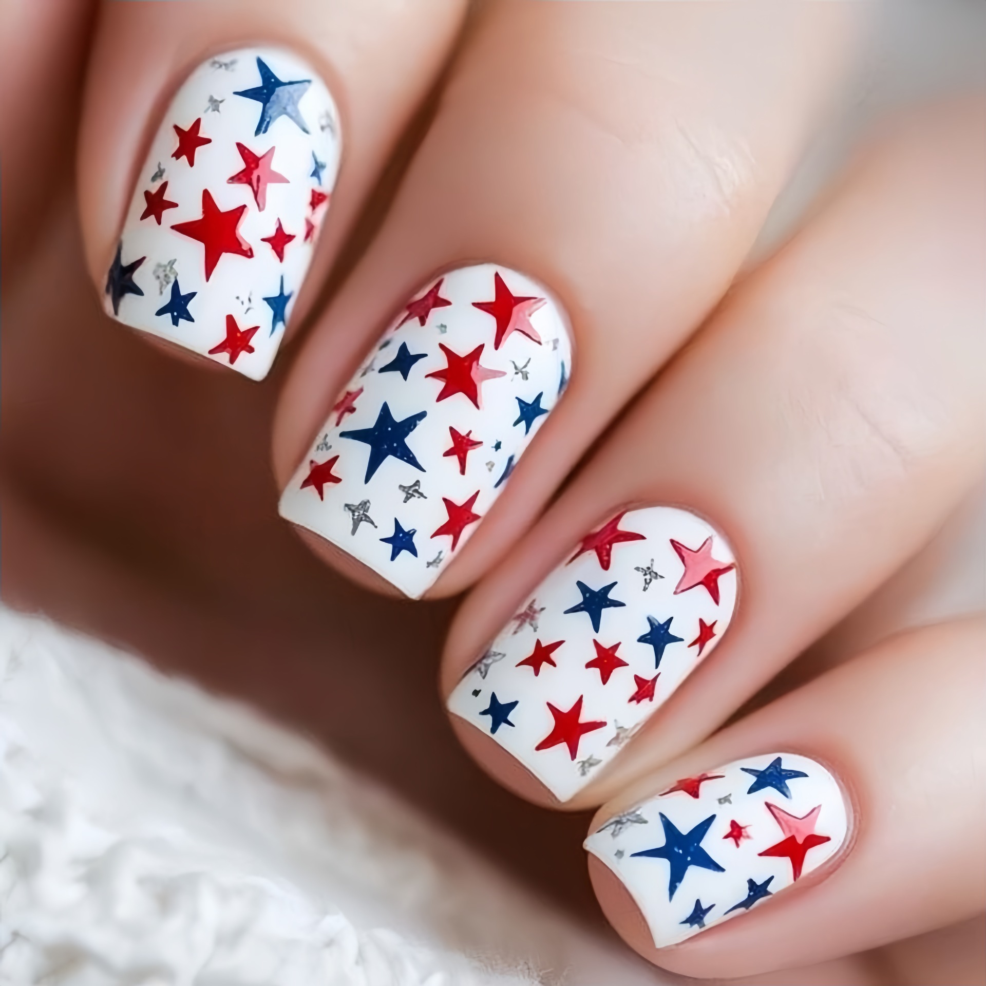 24Pcs Independence Day stars w - Nail Art Red recensie en prijs