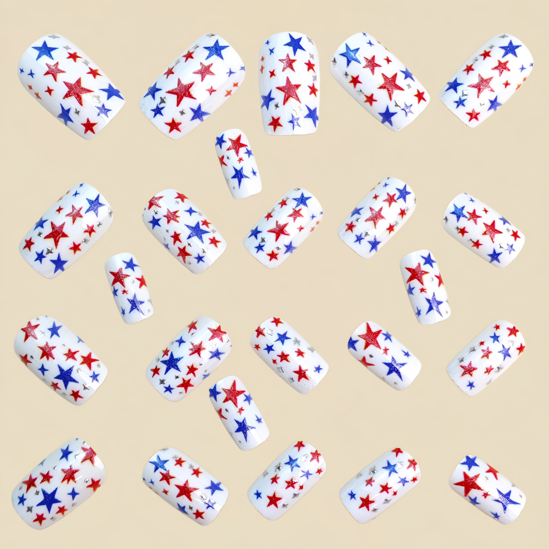 24Pcs Independence Day stars w - Nail Art Red recensie en prijs