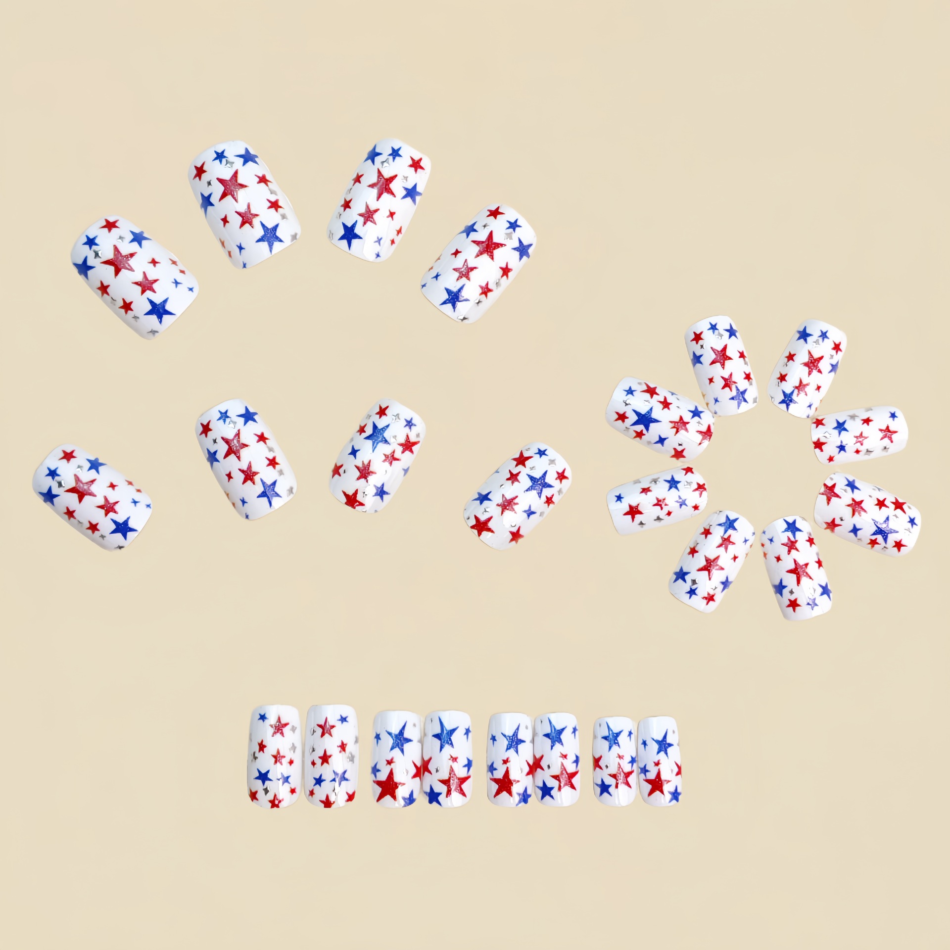 24Pcs Independence Day stars w - Nail Art Red recensie en prijs
