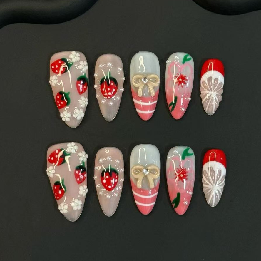 10Pcs Summer Lovely  Red Straw - Nail Art Red recensie en prijs