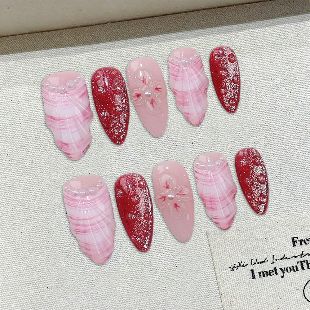 10pcs Medium Almond Handmade P - Nail Art Red recensie en prijs