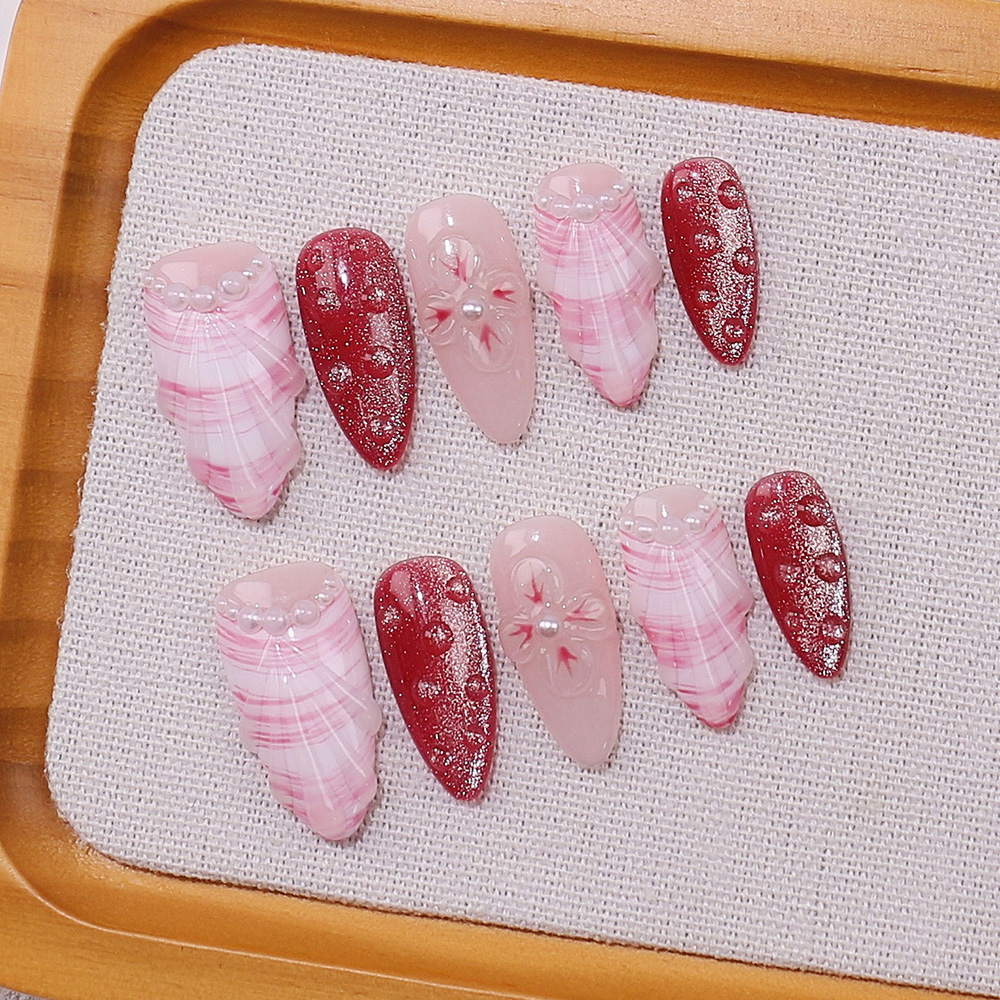 10pcs Medium Almond Handmade P - Nail Art Red recensie en prijs